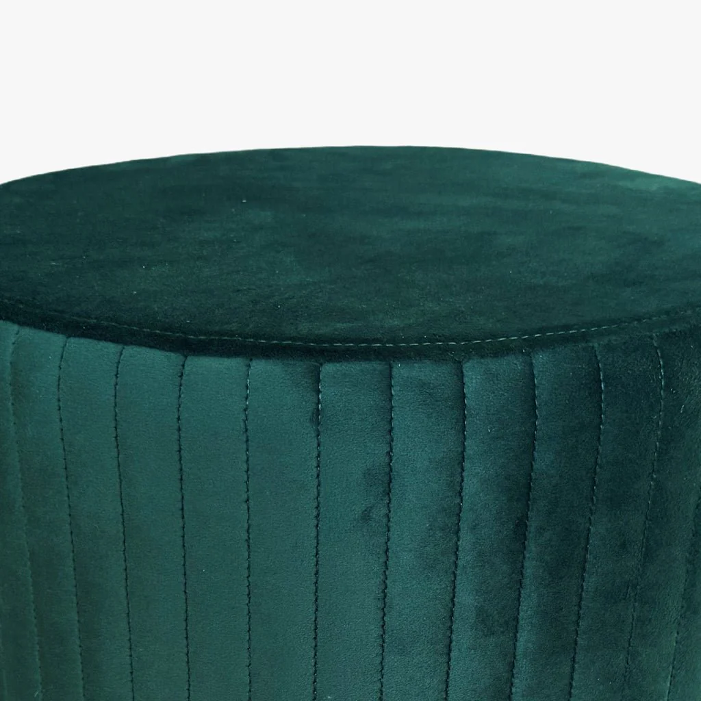 Pouf Verde Esmeralda de Veludo com Riscas em Dourado ANDRIA - Image 4
