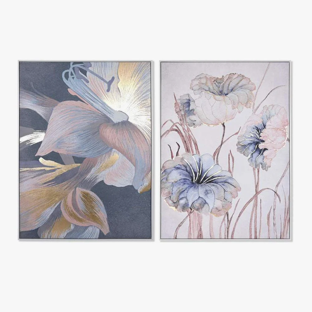 Conjunto de 2 Quadros Flores Artisticas 2A ESSÊNCIA