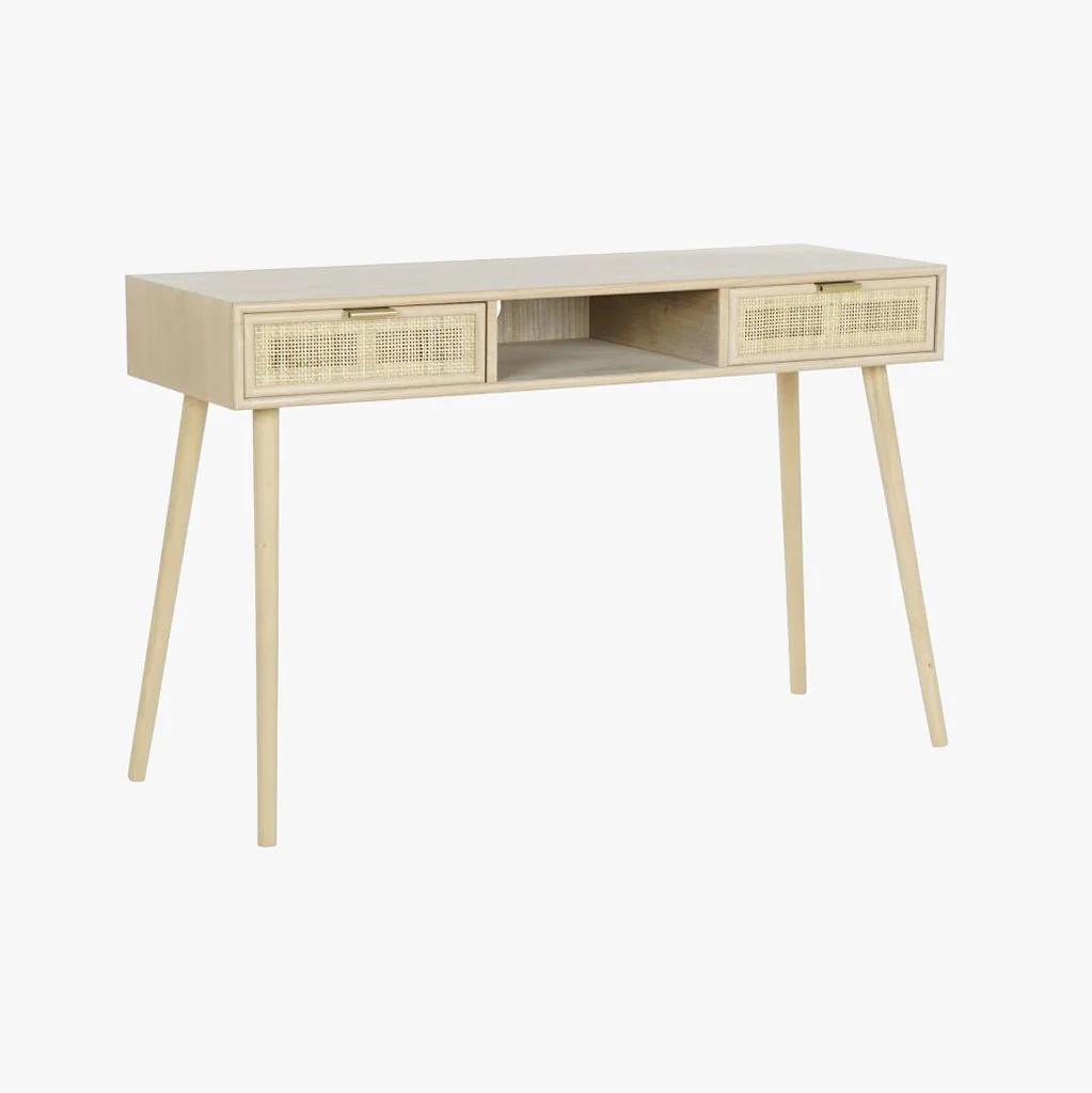 Secretária Madeira e Rattan Natural 120x42,5x78 | Coleção NÓRDIS - Image 3