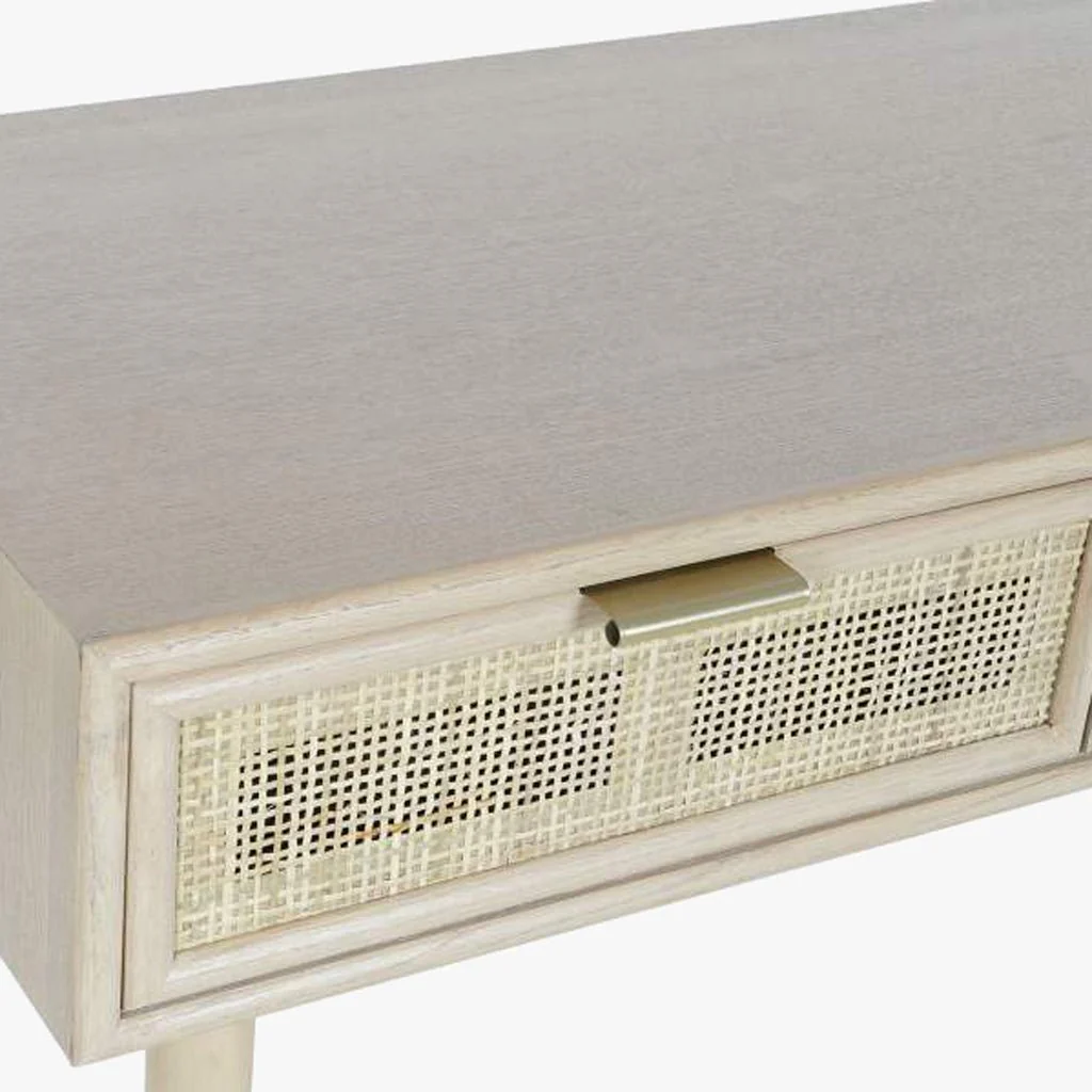 Secretária Madeira e Rattan Natural 120x42,5x78 | Coleção NÓRDIS - Image 5