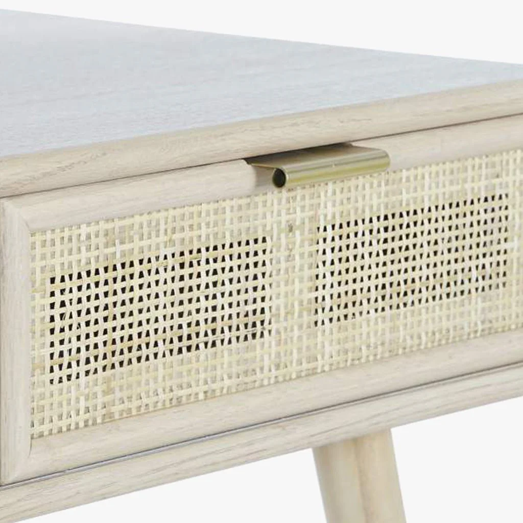 Secretária Madeira e Rattan Natural 120x42,5x78 | Coleção NÓRDIS - Image 9