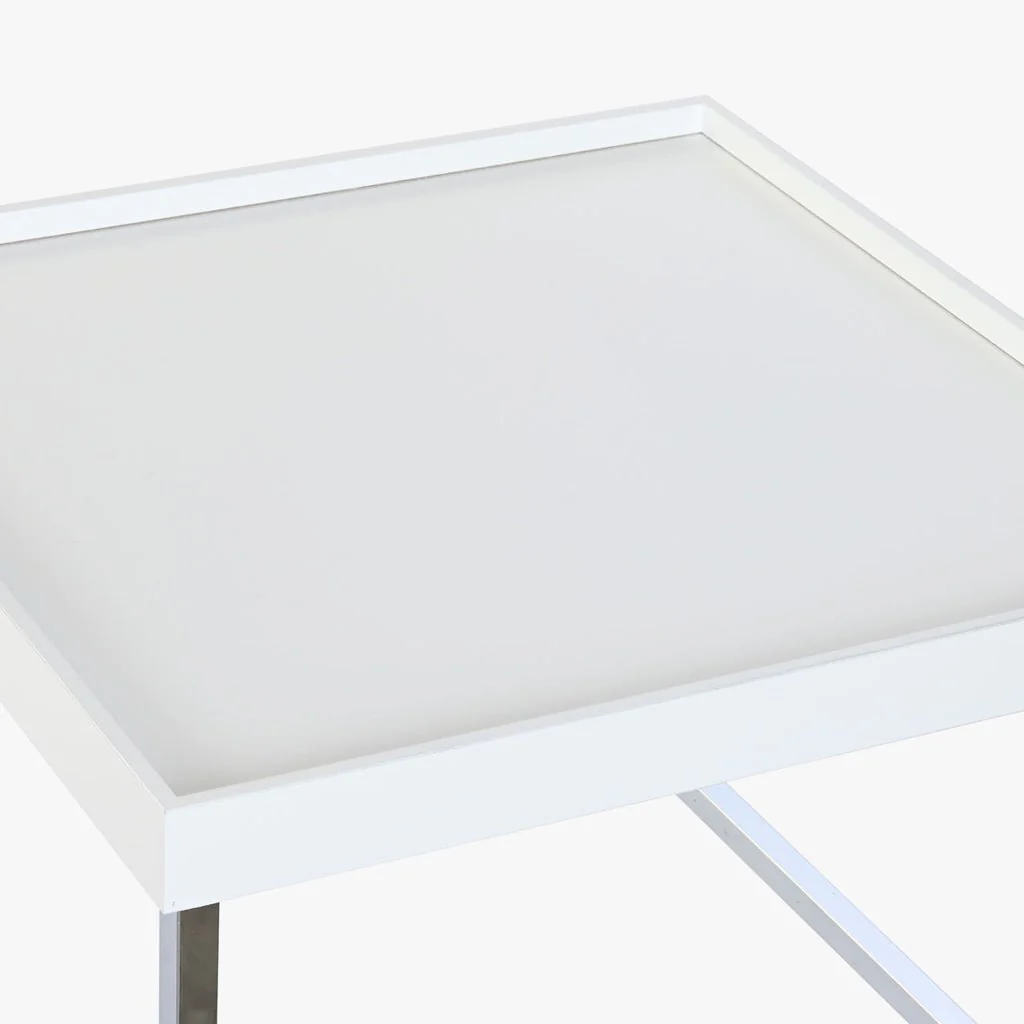 Mesa de Centro Branco (2 Peças) com Estrutura Metálica | 110x48x45 cm | PRISMA - Image 3
