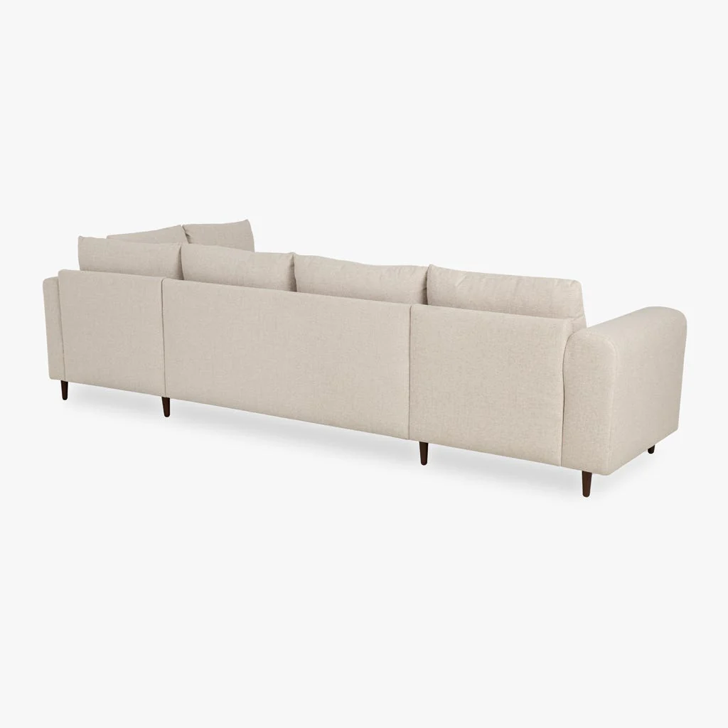 Sofá Cama com Chaise Longue à Esquerda e Pufe à Direita Bege CRAIG - Image 5