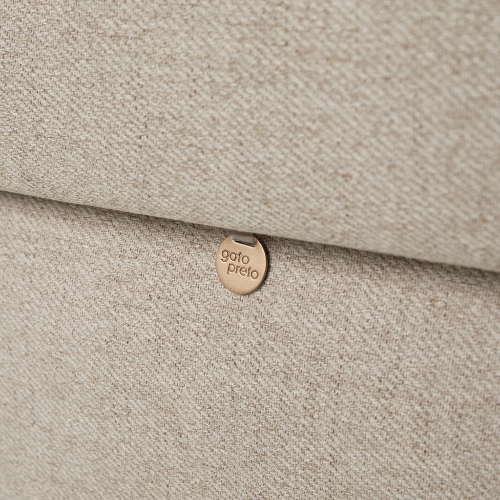 Sofá Cama com Chaise Longue à Esquerda e Pufe à Direita Bege CRAIG - Image 8
