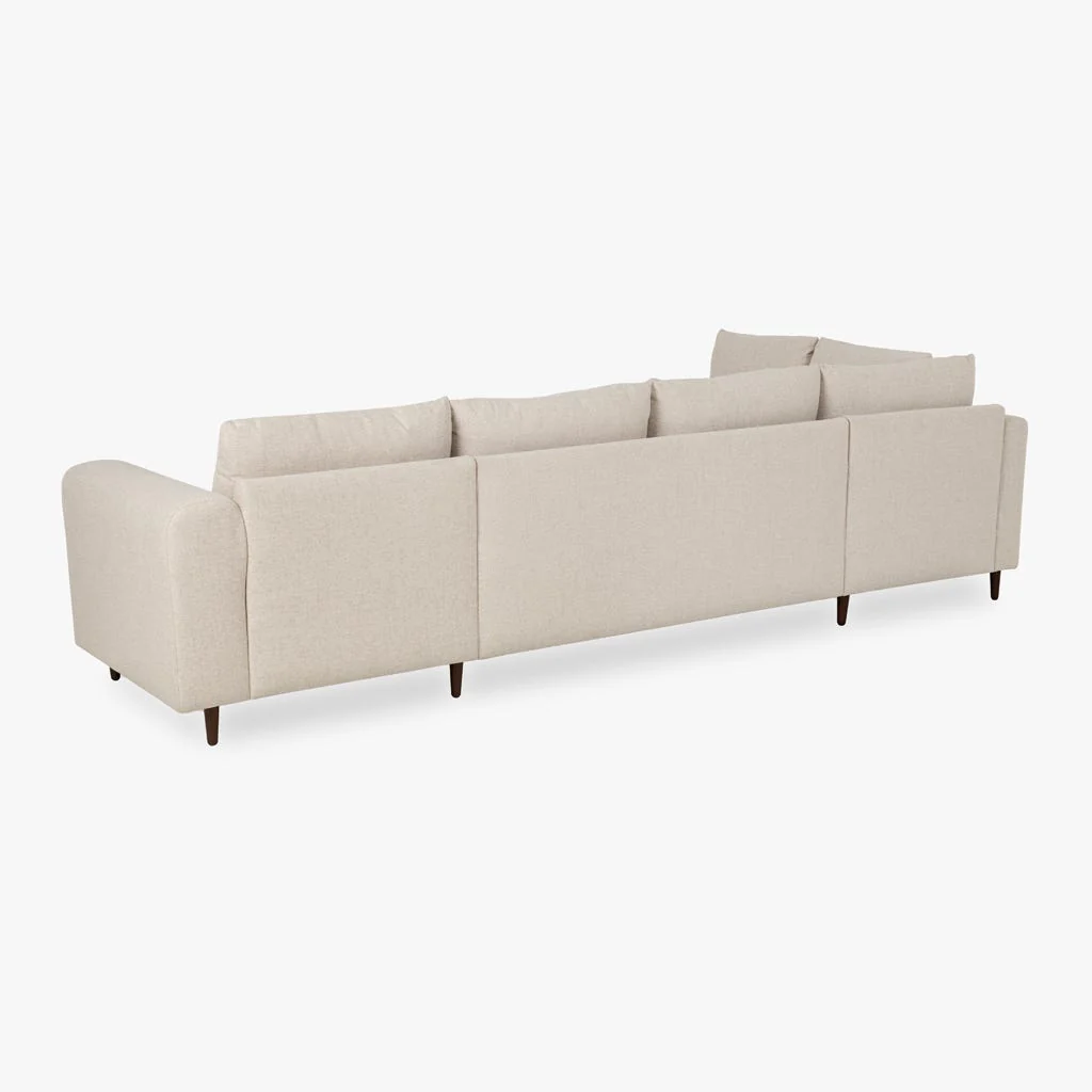 Sofá Cama com Chaise Longue à Direita e Pufe à Esquerda Bege CRAIG - Image 5