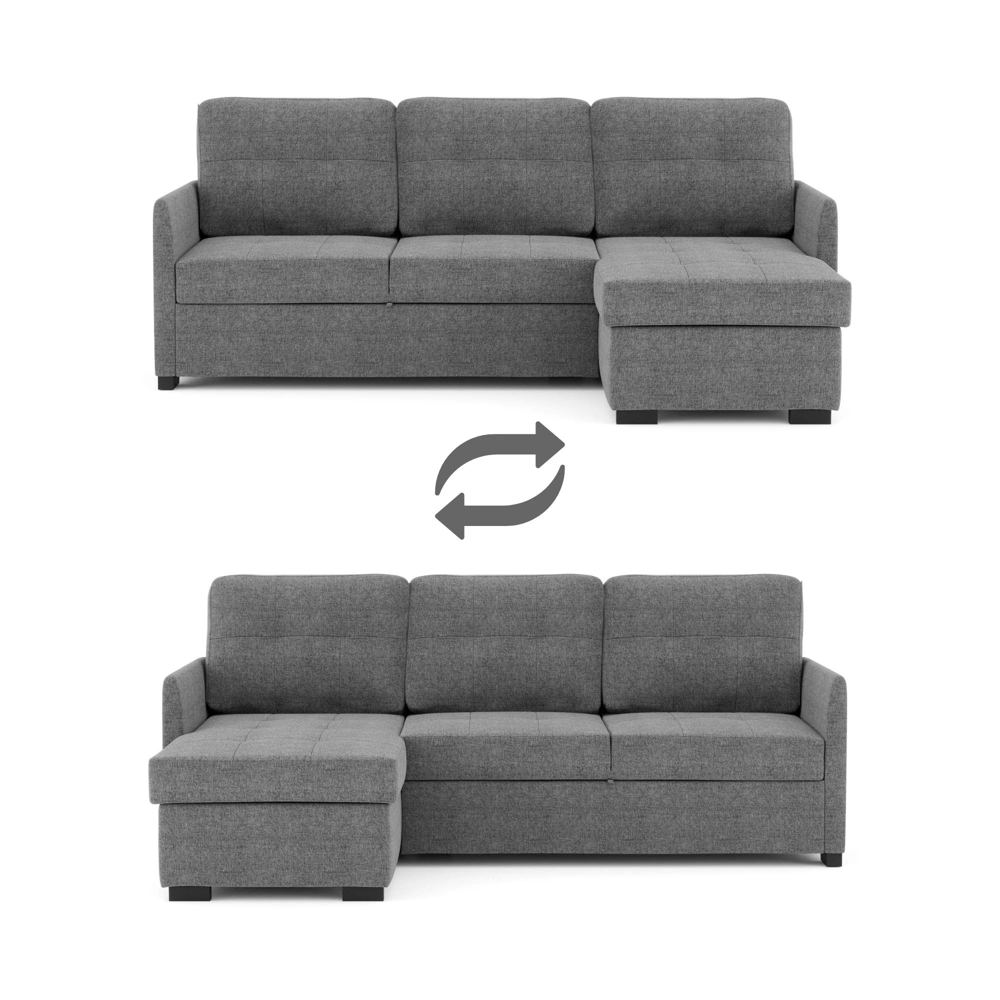 Sofá Cama 3 Lugares com Chaise Longue Reversível GOSLING - Image 10
