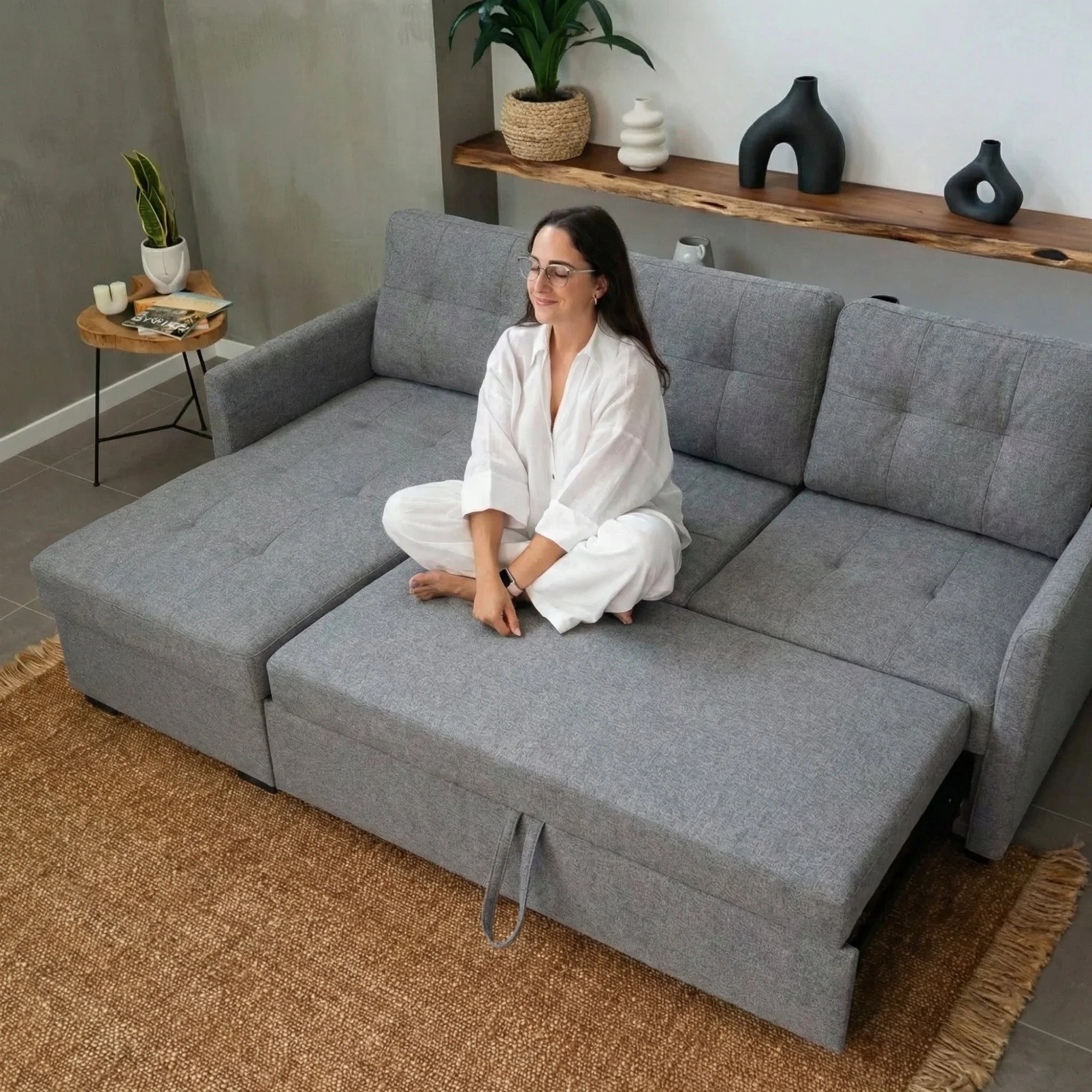 Sofá Cama 3 Lugares com Chaise Longue Reversível GOSLING - Image 7