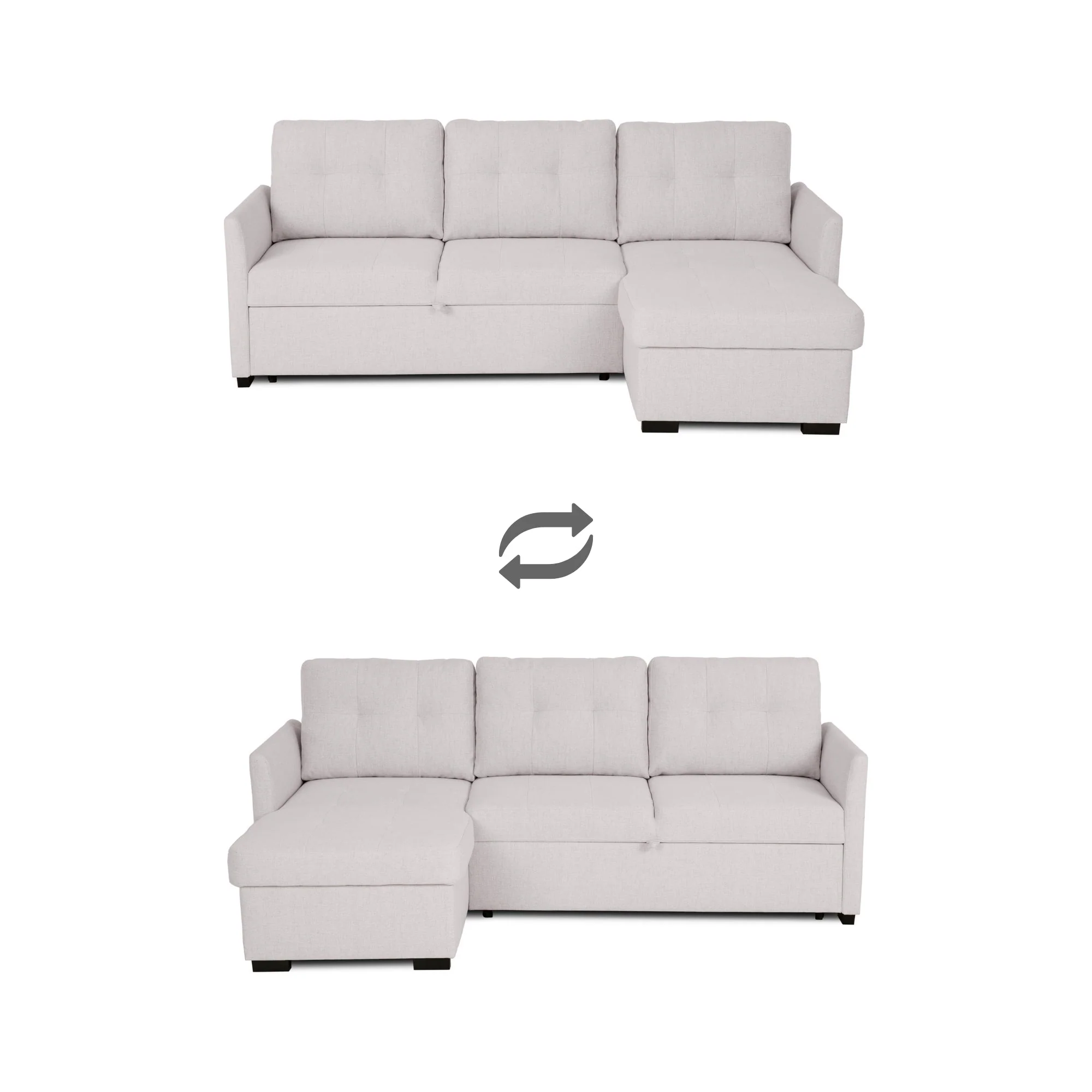 Sofá Cama 3 Lugares com Chaise Longue Reversível GOSLING - Image 12