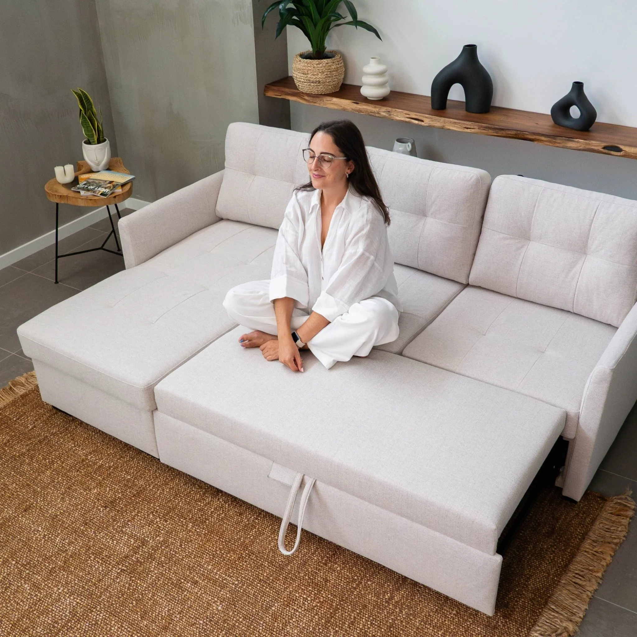 Sofá Cama 3 Lugares com Chaise Longue Reversível GOSLING - Image 4