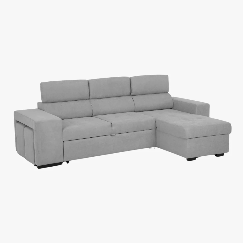 Sofá Cama 4 Lugares com Chaise Longue e Cabeceiras Ajustáveis LINO - Image 5