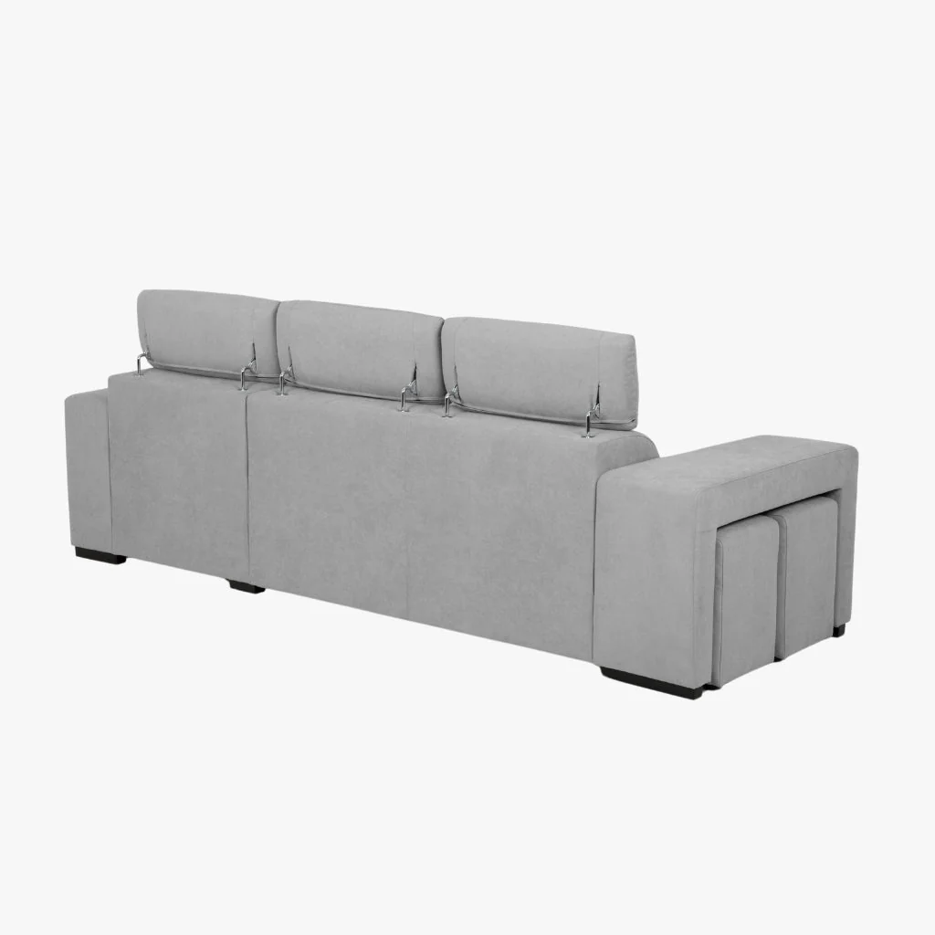 Sofá Cama 4 Lugares com Chaise Longue e Cabeceiras Ajustáveis LINO - Image 7