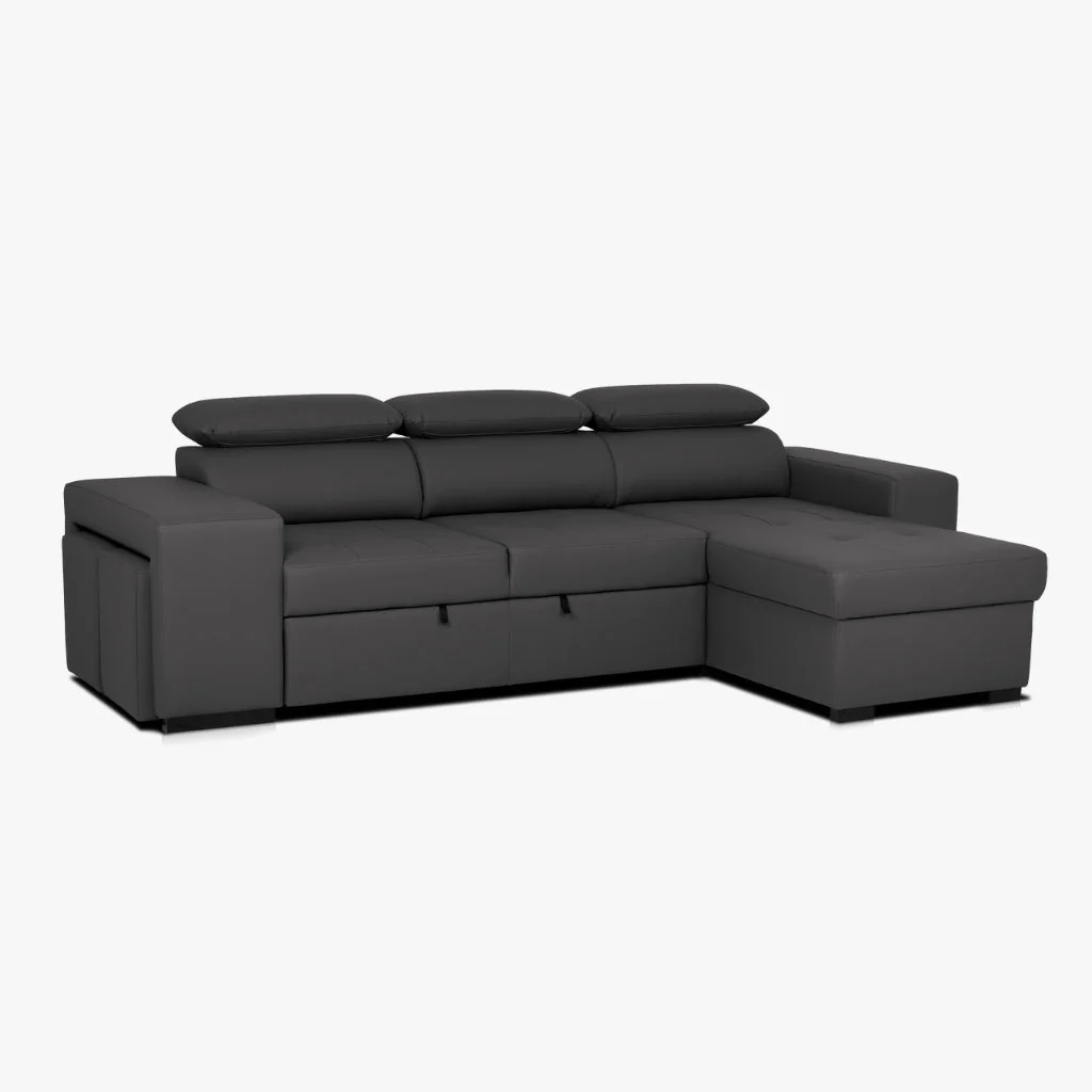 Sofá Cama 4 Lugares com Chaise Longue e Cabeceiras Ajustáveis LINO - Image 5