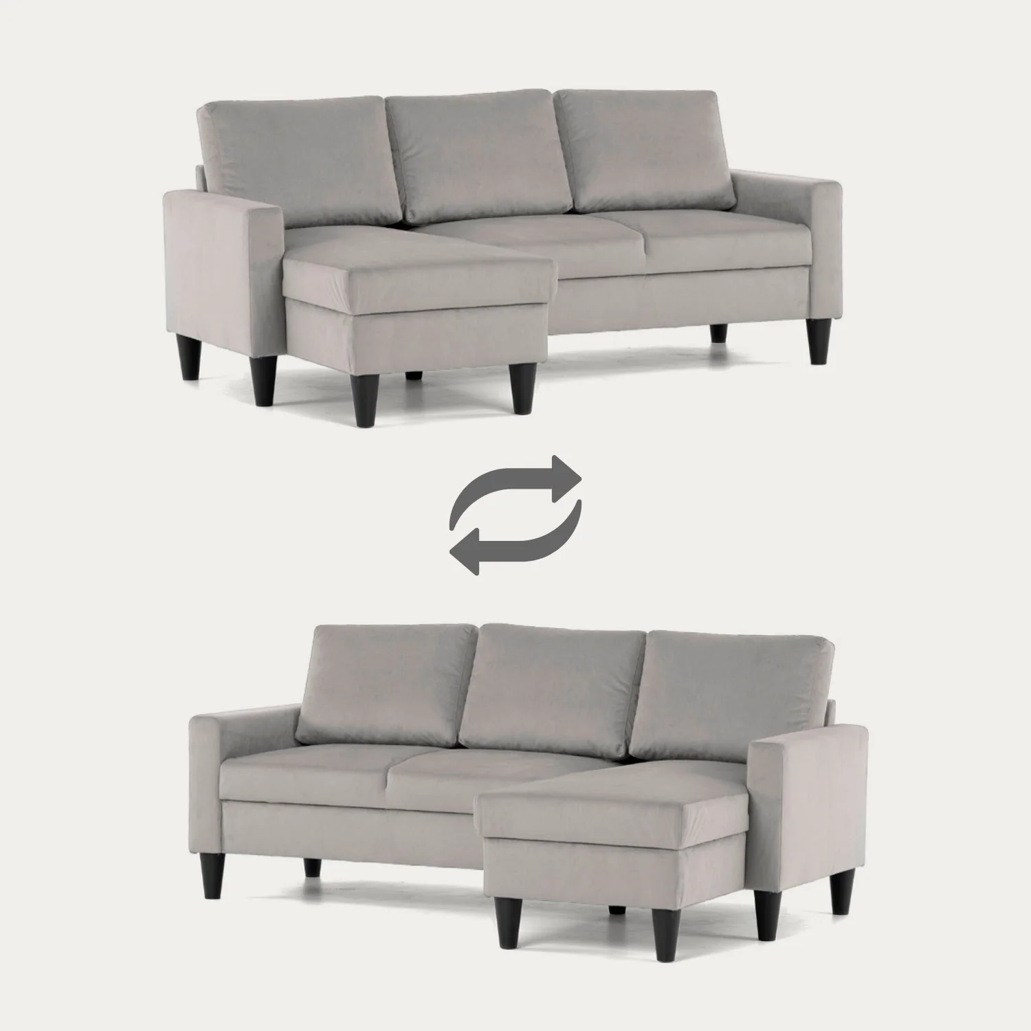 Sofá Compacto 3 Lugares com Chaise Longue Reversível MALEK - Image 4