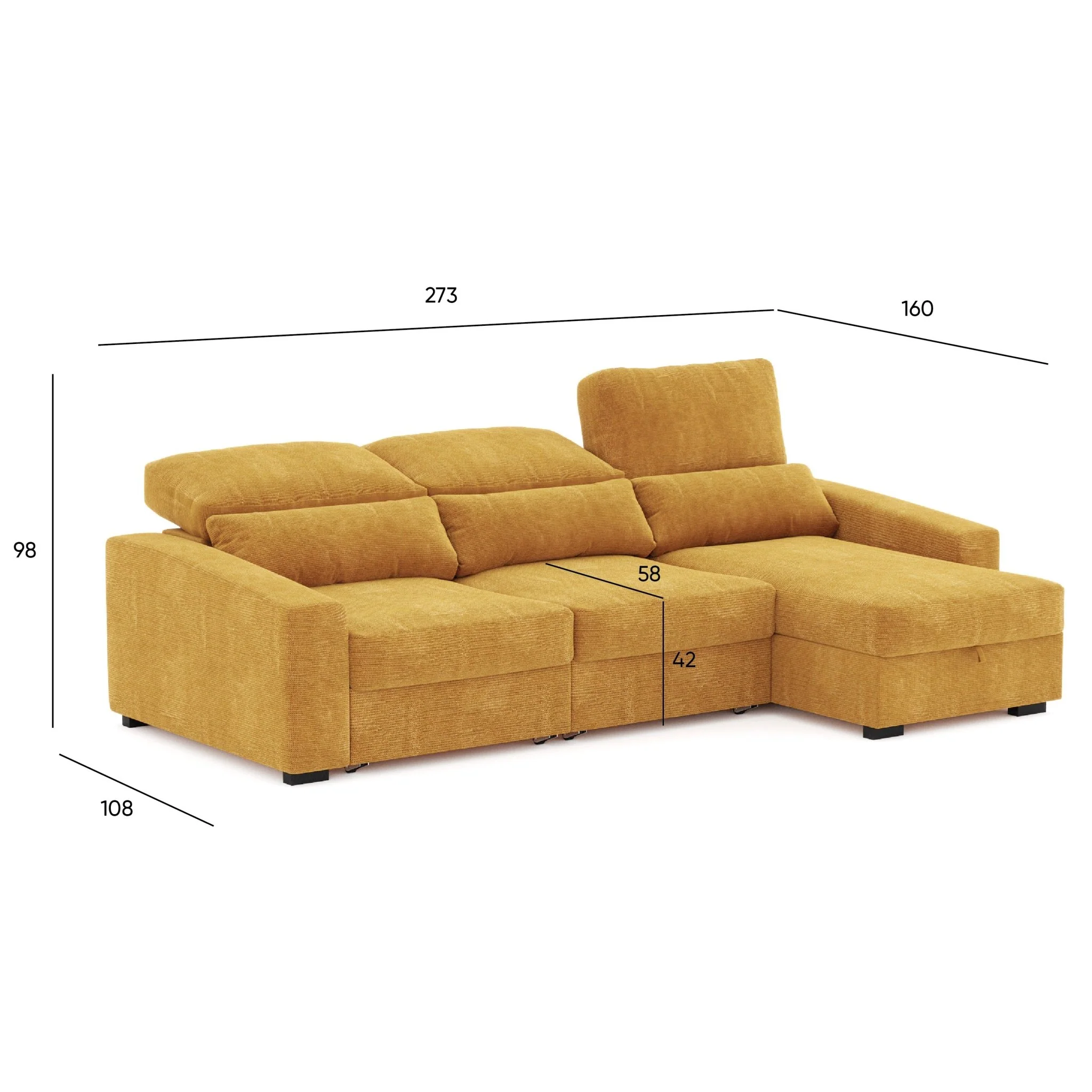 Sofá Chaise Longue com Arrumação KEEN - Image 11