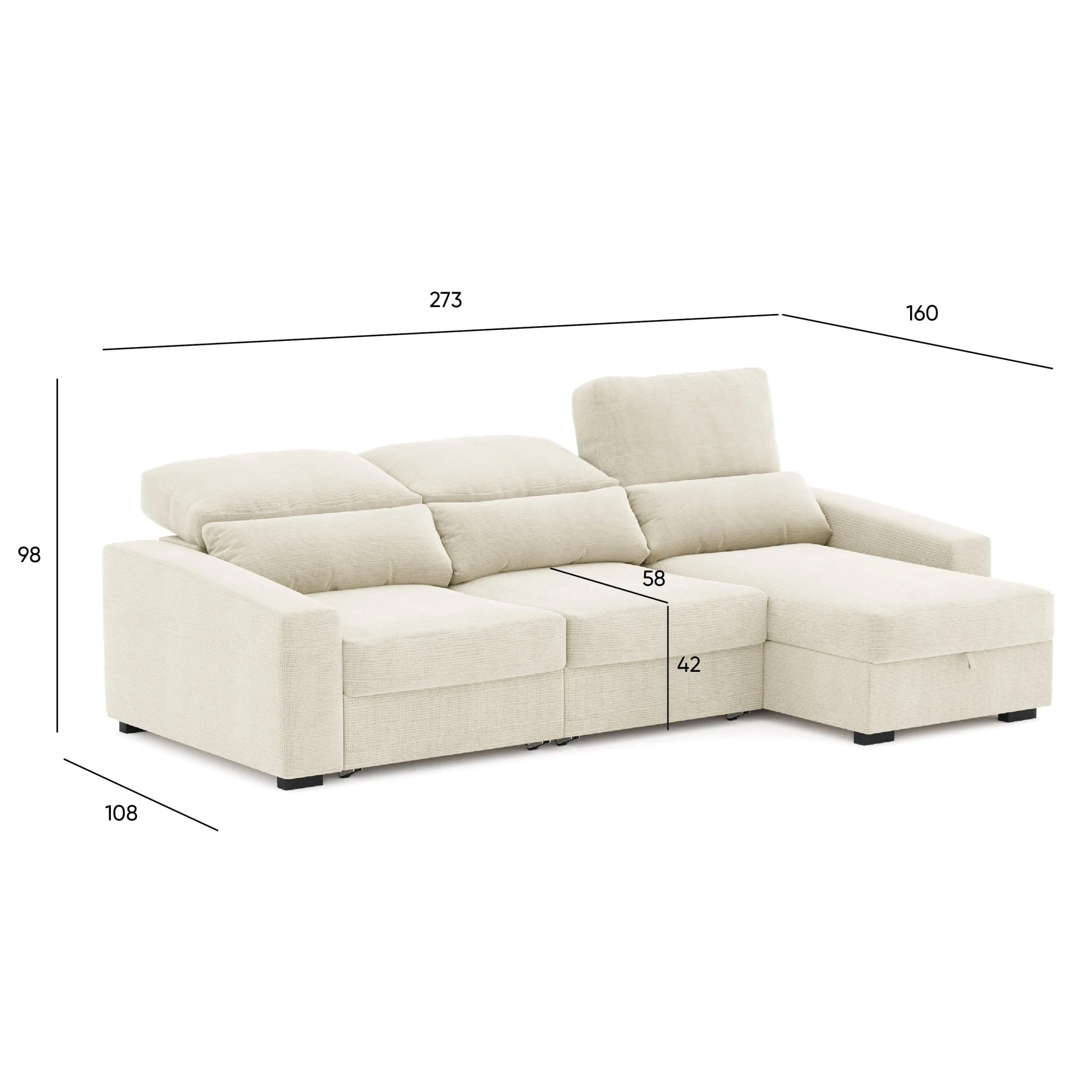 Sofá Chaise Longue com Arrumação KEEN - Image 10