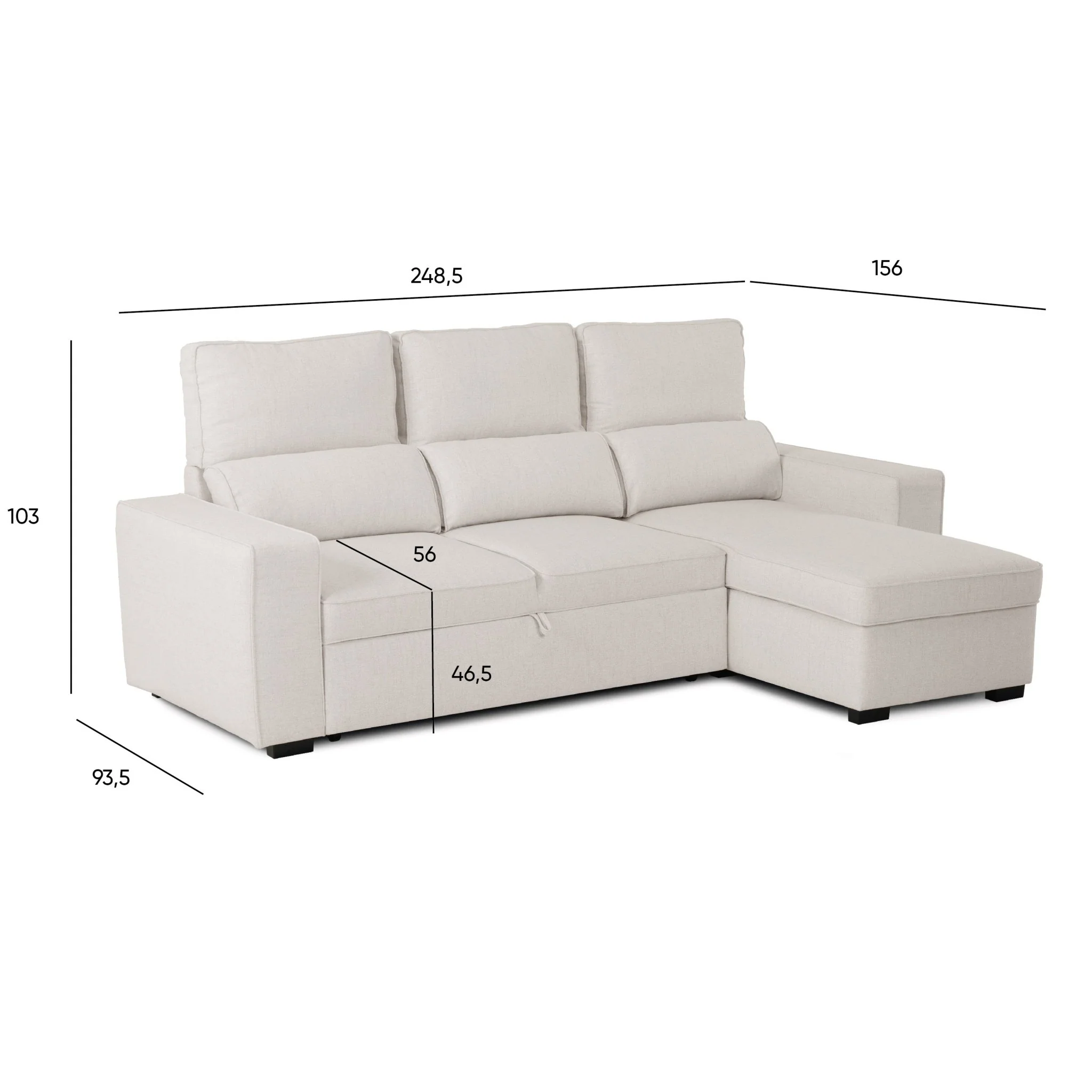 Sofá Cama com Chaise Longue SANDLER - Image 12