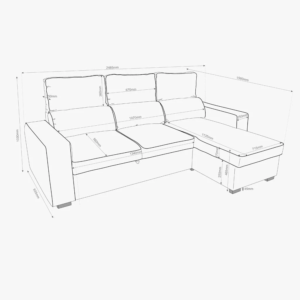 Sofá Cama com Chaise Longue SANDLER - Image 13