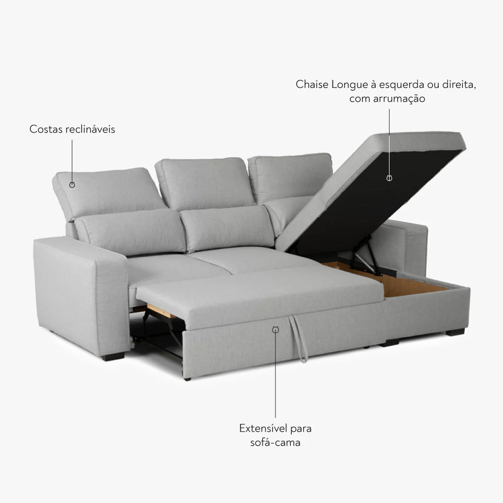 Sofá Cama com Chaise Longue SANDLER - Image 8