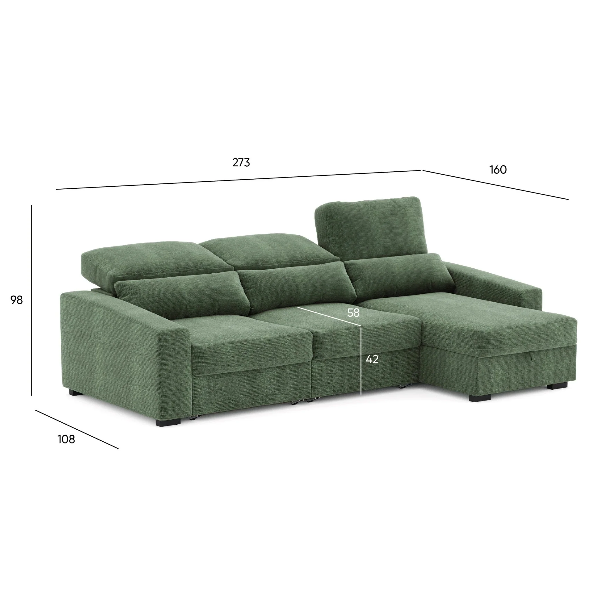 Sofá Chaise Longue com Arrumação KEEN - Image 13