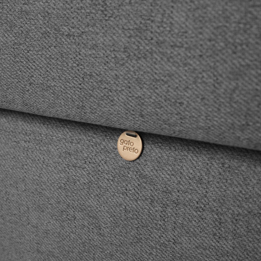 Sofá Cama com Chaise Longue à Esquerda e Pufe à Direita Cinza CRAIG - Image 8