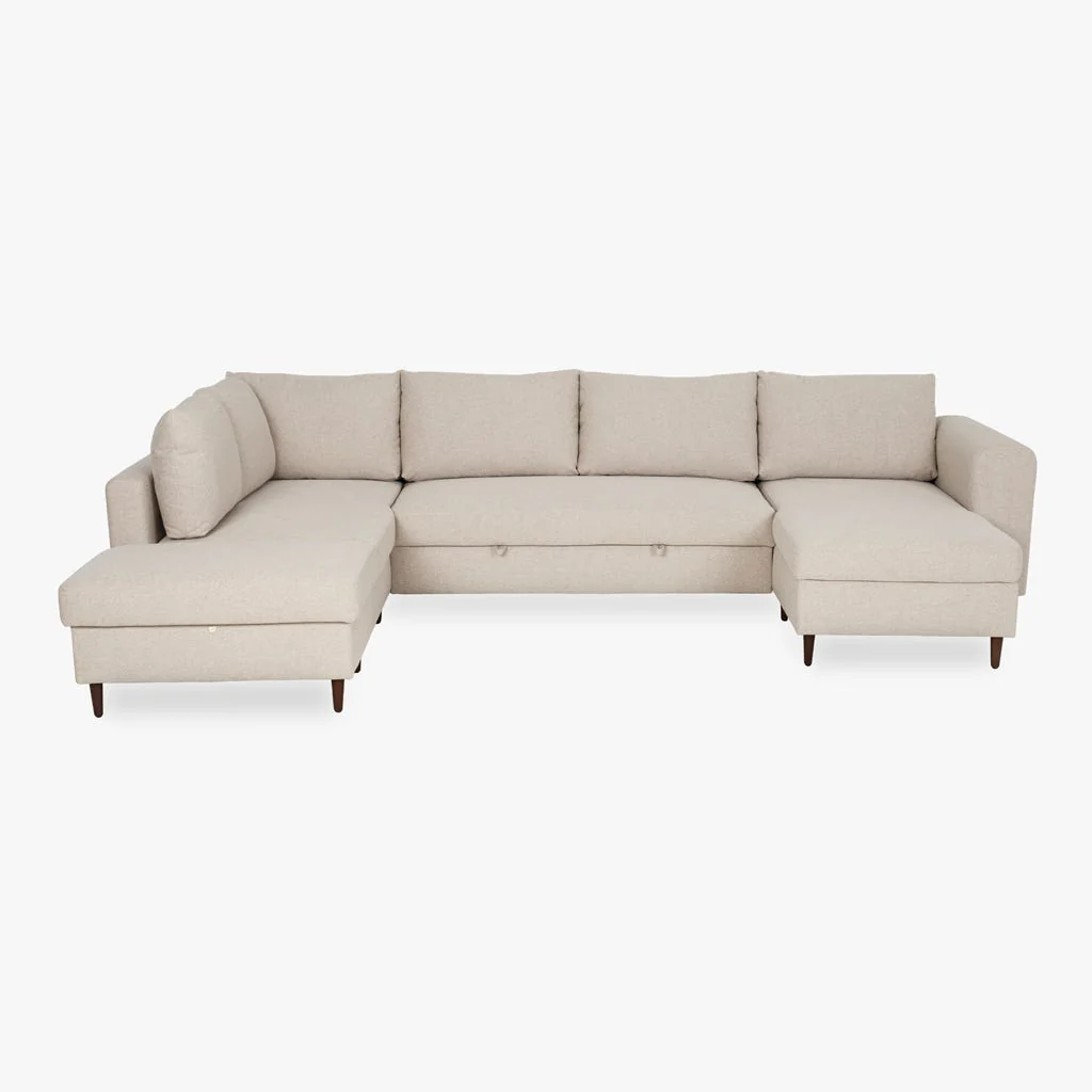 Sofá Cama com Chaise Longue à Direita e Pufe à Esquerda Cinza CRAIG - Image 10