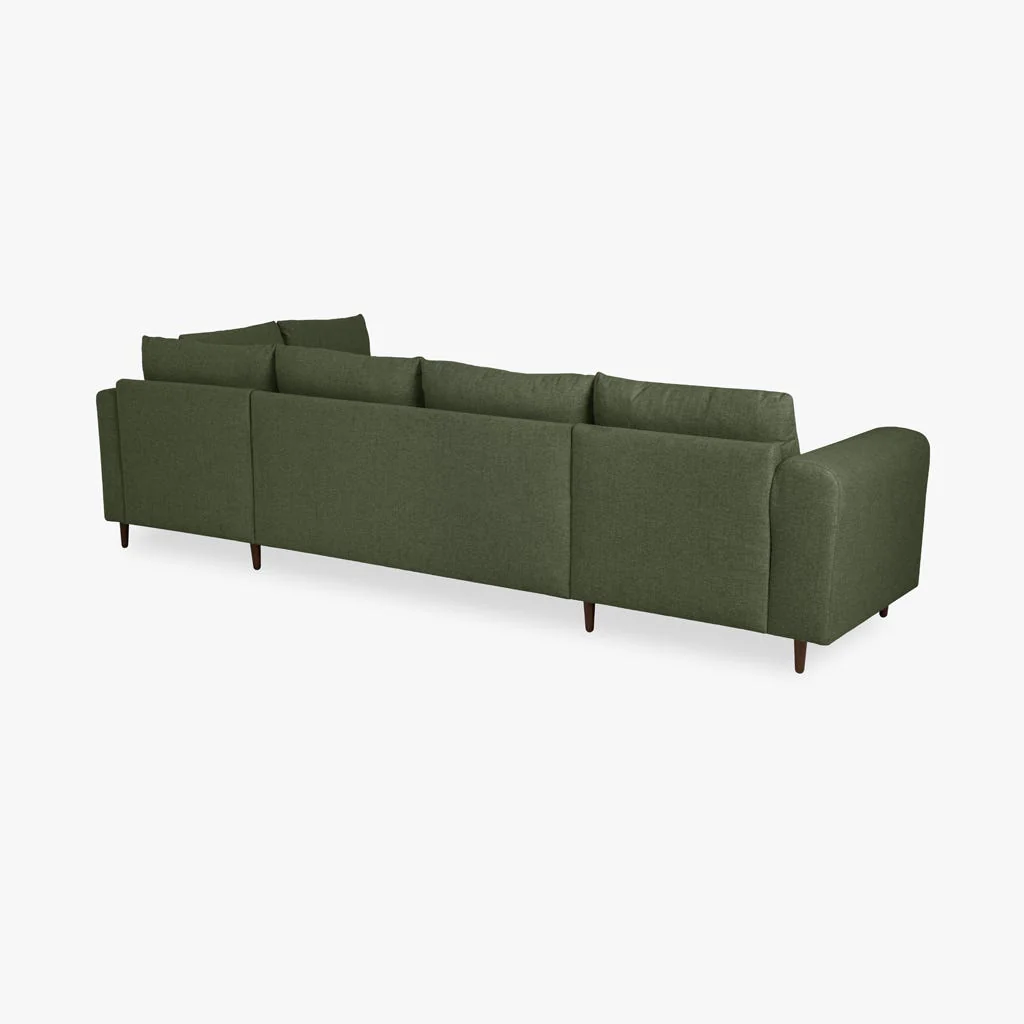 Sofá Cama com Chaise Longue à Esquerda e Pufe à Direita Verde CRAIG - Image 5