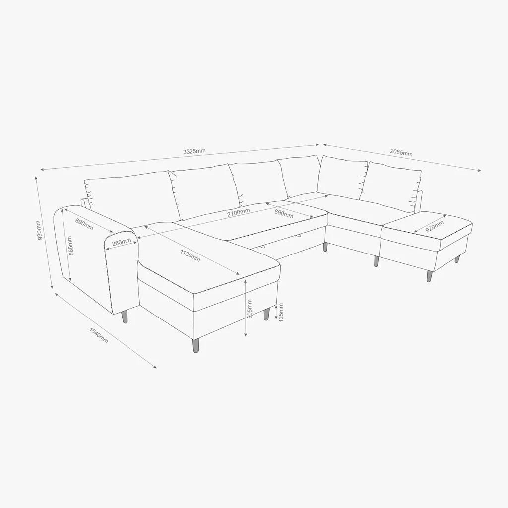 Sofá Cama com Chaise Longue à Esquerda e Pufe à Direita Verde CRAIG - Image 9