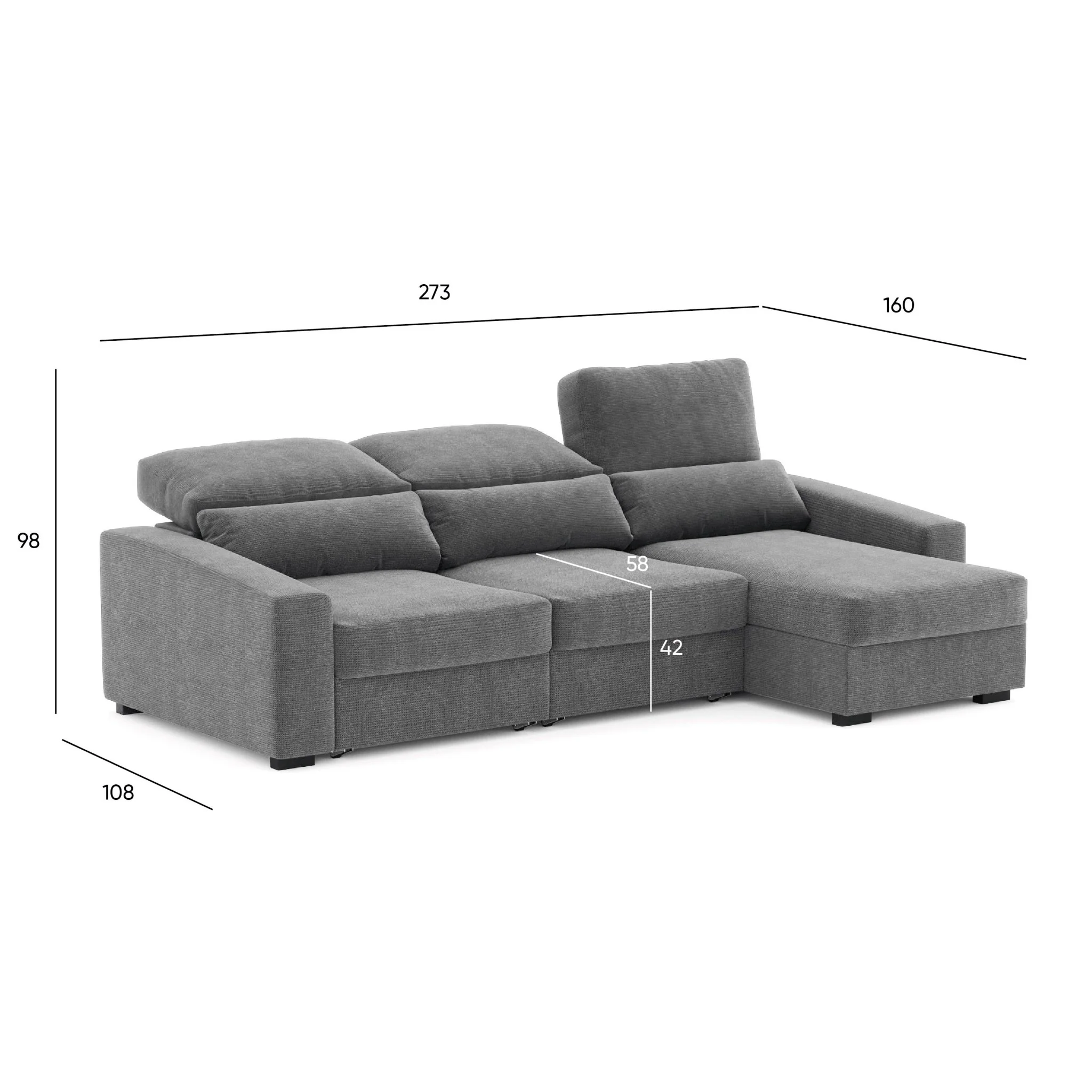 Sofá Chaise Longue com Arrumação KEEN - Image 11