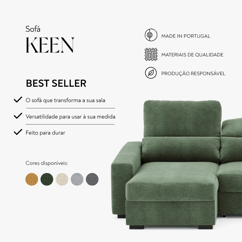 Sofá Chaise Longue com Arrumação KEEN - Image 13