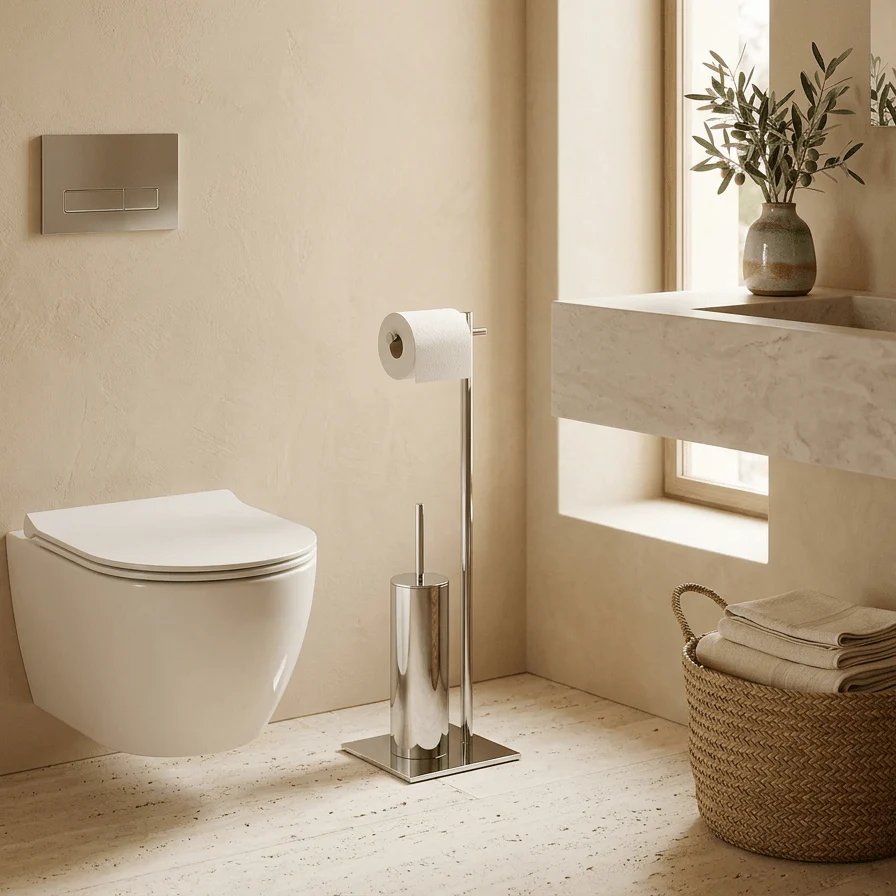 Suporte de Rolo de Papel e Escova WC Cromado SILVER