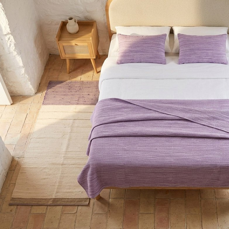 Tapete de Algodão e Juta Bege e Roxo 70x150 BLIDA - Image 2