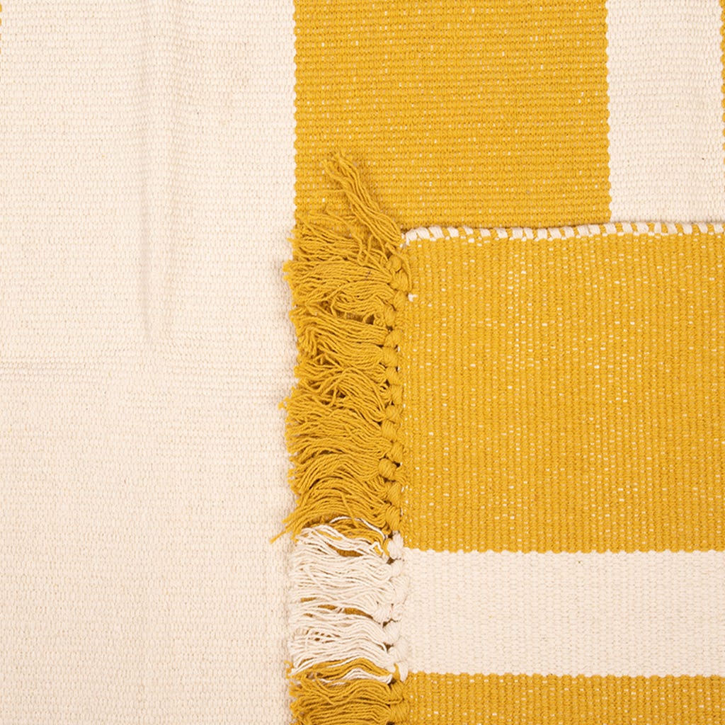 Tapete algodão riscas amarelo/bege 140x200cm BALAT - Image 3