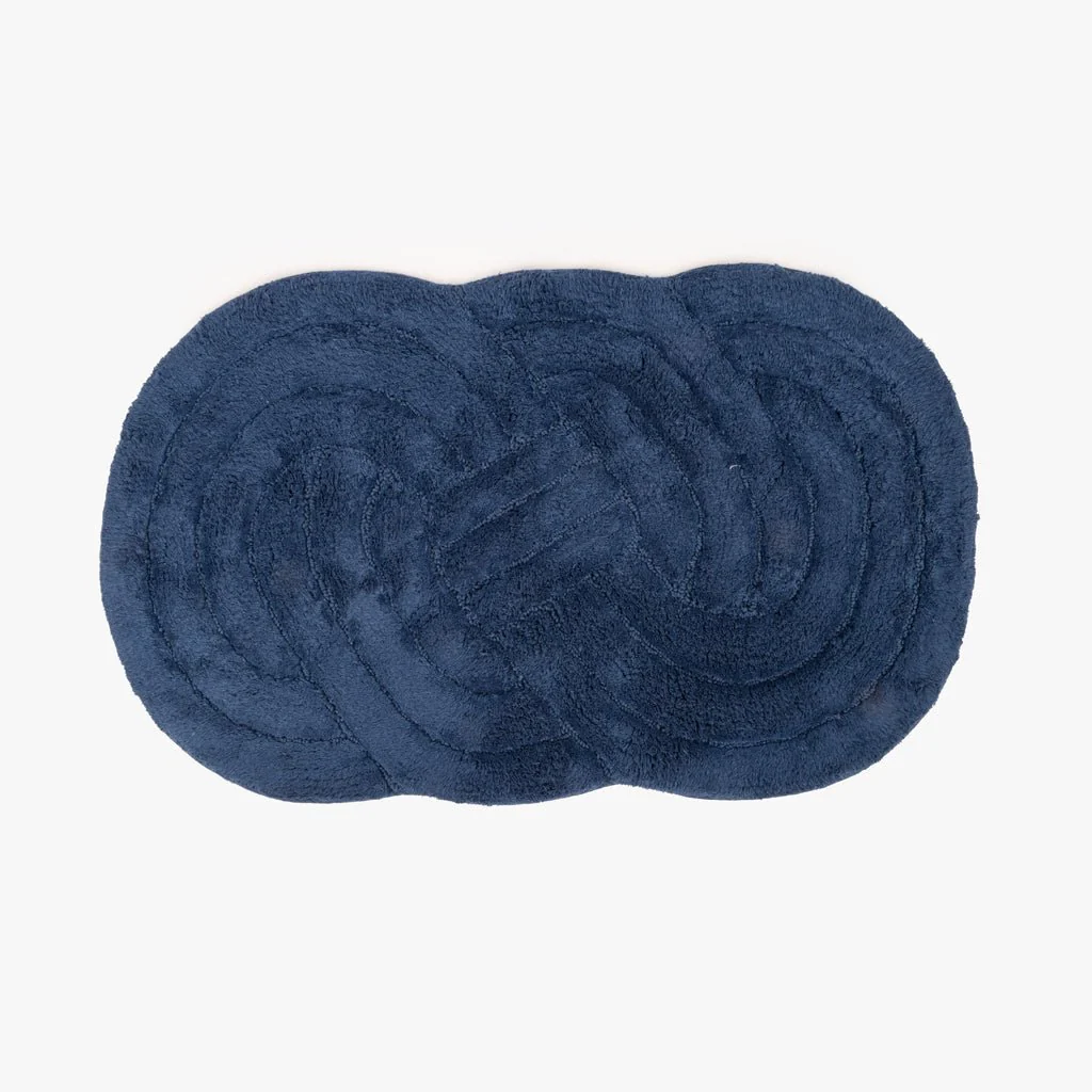 Tapete de Casa de Banho Algodão Azul Entrelaçado CORAL - Image 2