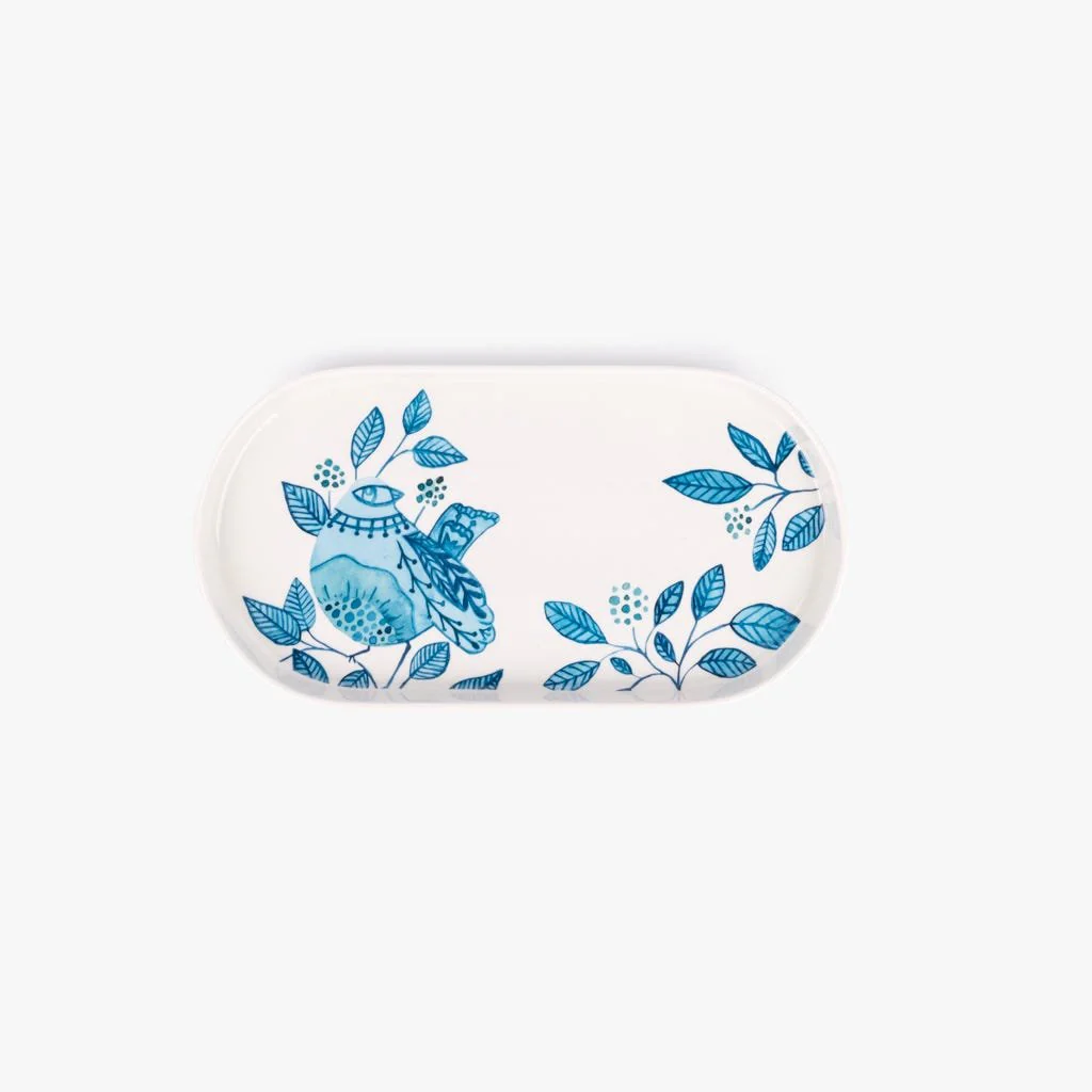 Travessa Oval New Bone China BLUE BIRD - Image 3