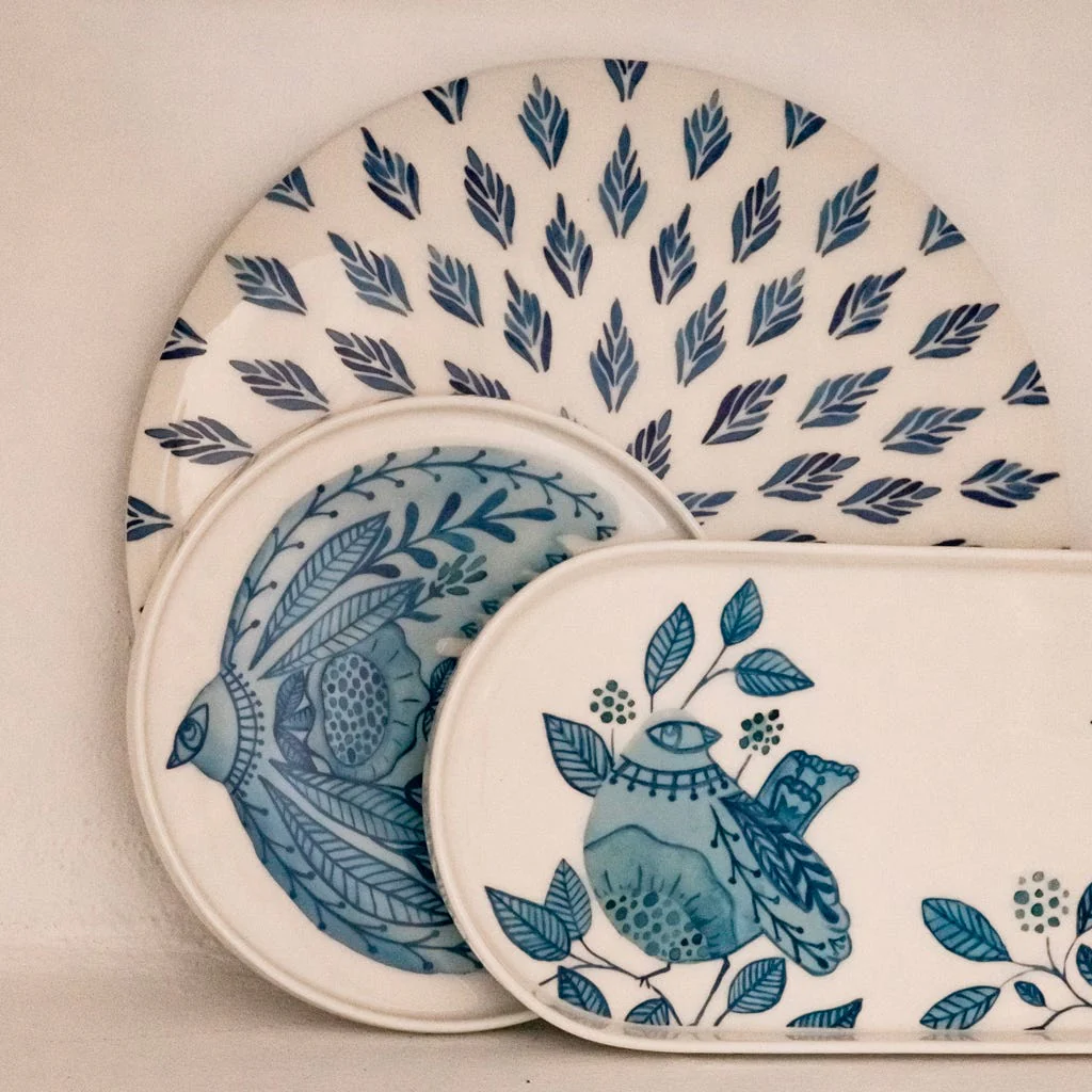 Travessa Oval New Bone China BLUE BIRD - Image 7