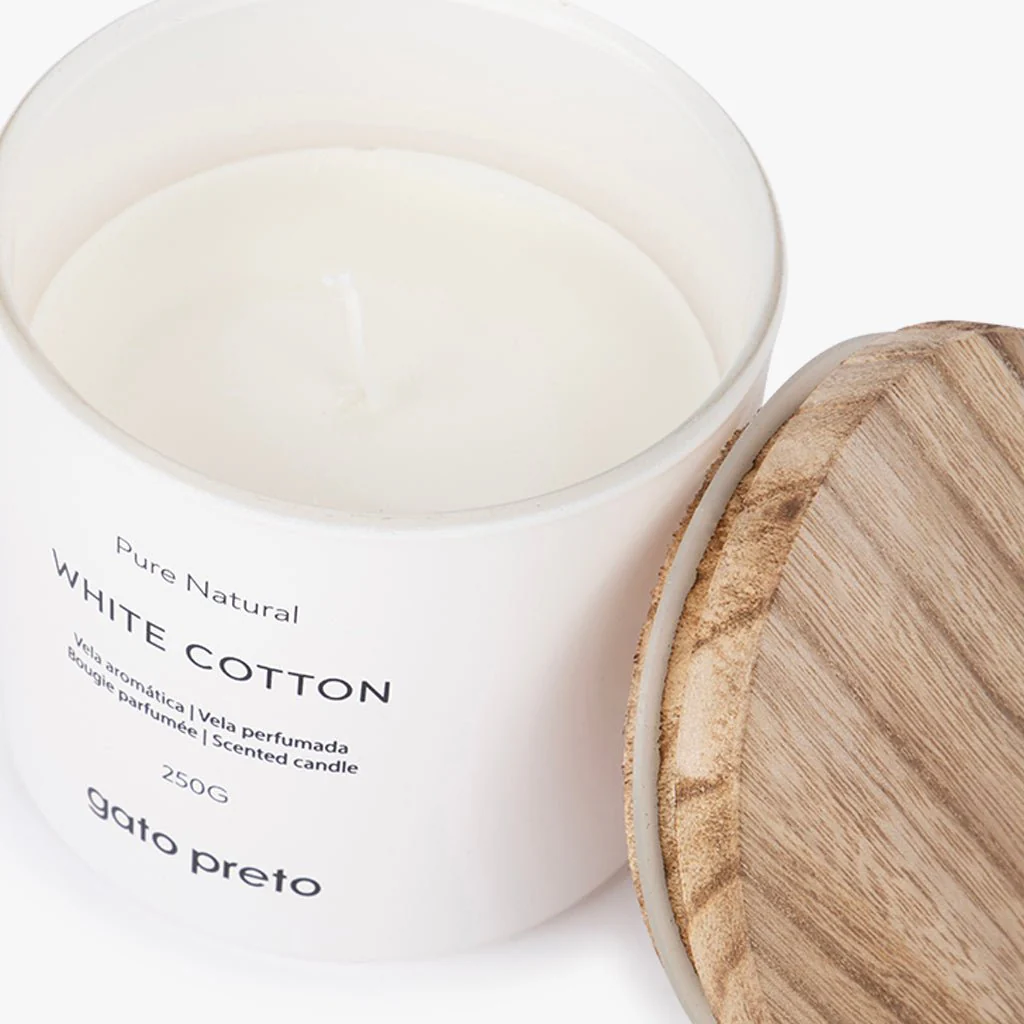 Vela Perfumada em Copo de Vidro White Cotton 250g PURE NATURAL - Image 3